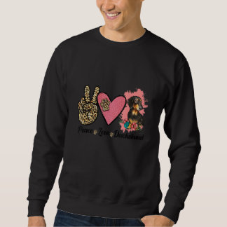 Sudadera Peace Love Dachshund Leopard Heart Floral Mascota