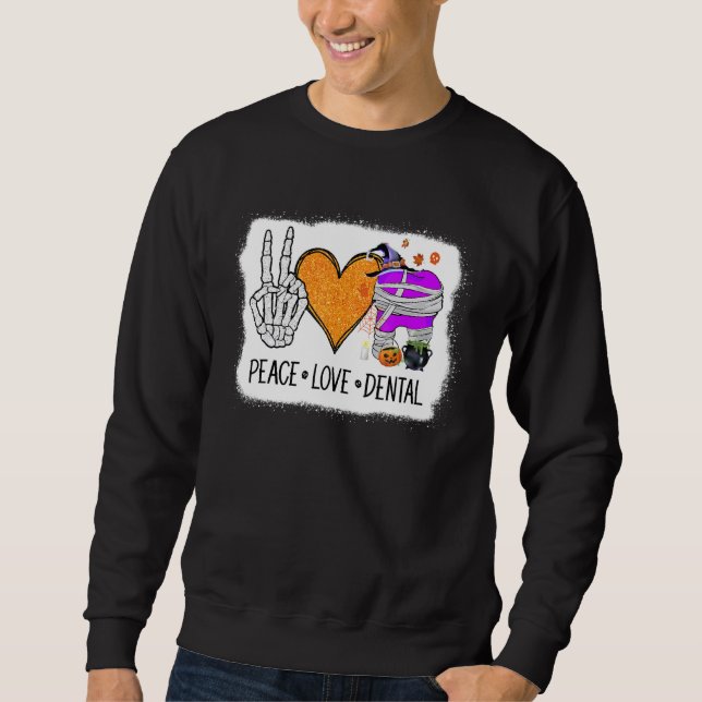 Sudadera Peace Love Dental Leopard Detal Hygienist  Dentist (Anverso)