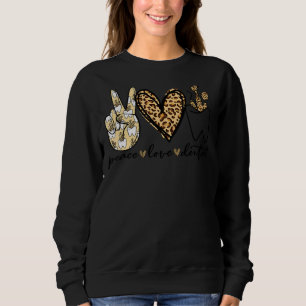 Sudadera Peace Love Dental Leopard Heart Teeth Cute Dentist