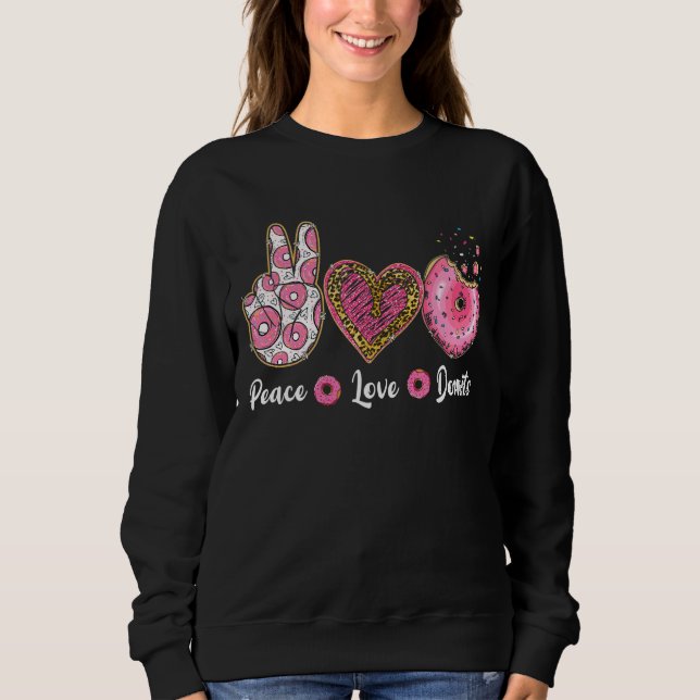 Sudadera Peace Love Donuts Doughnut Men Boys Chica (Anverso)