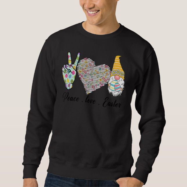 Sudadera Peace Love Easter Bunny Leopard Graphic Easter Day (Anverso)