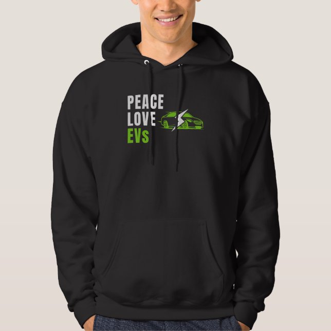 Sudadera Peace Love EV E Carros Life Eco Mode Drive EV・ (Anverso)