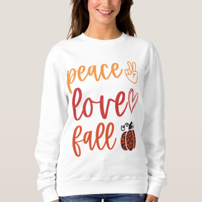 Sudadera Peace Love Fall con Leopard Pumpkin (Anverso)