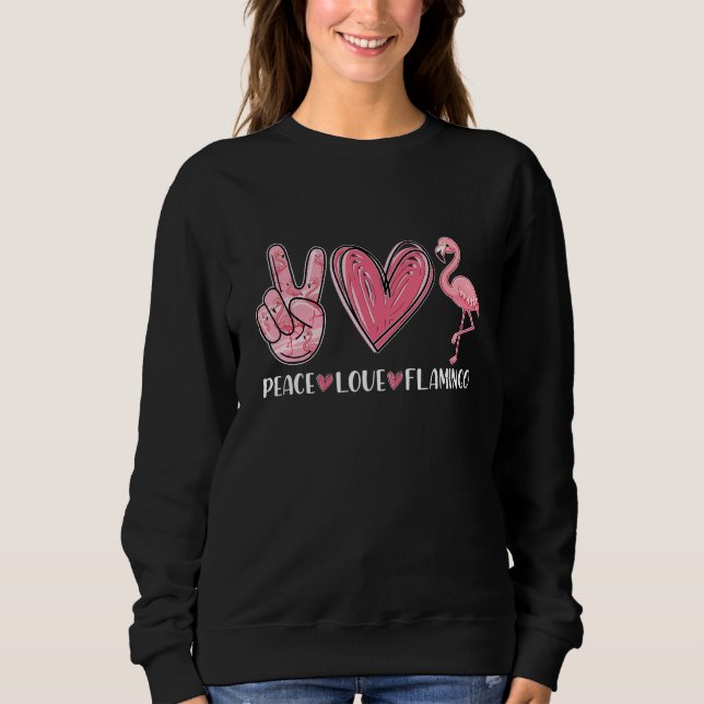 Sudadera Peace Love Flamingo Women Cute Summer Beach Tropic (Anverso)