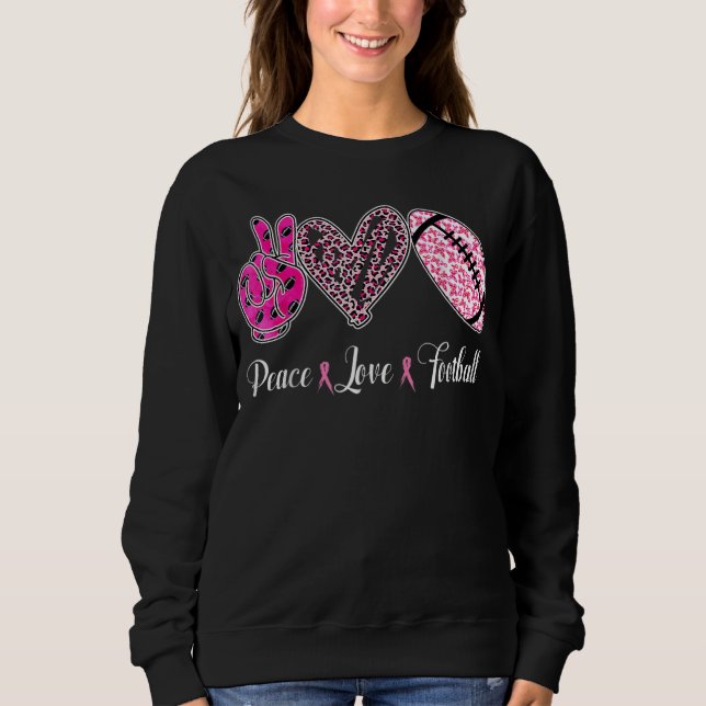 Sudadera Peace Love Football Leopard En Octubre Usamos Pin (Anverso)