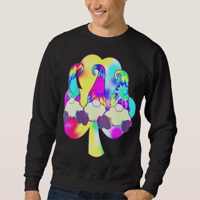 Sudadera Peace Love Gnome Rainbow Clover Hippie Gnome Decor (Anverso)