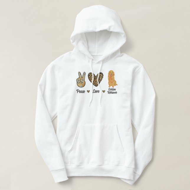 Sudadera Peace Love Golden Retriever Leopard Lover Dog Pupp (Diseño del anverso)