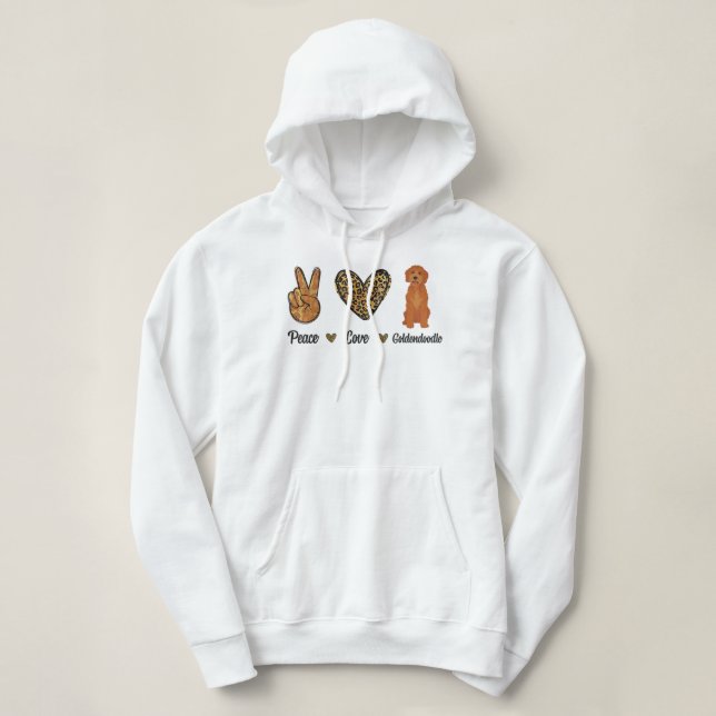 Sudadera Peace Love Goldendoodle Leopard Lover Mascota Dog  (Diseño del anverso)