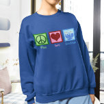 Sudadera Peace Love Hanukkah<br><div class="desc">Peace Love Hanukkah sudadera para una mujer judía a la que le gusta celebrar Chanukah. Una señal de paz de bonito,  corazón y una hermosa menorah.</div>