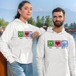 Sudadera Peace Love Hanukkah<br><div class="desc">Peace Love Hanukkah unisex hoodie para un hombre o mujer judío al que le gusta celebrar Chanukah. Una señal de paz de bonito,  corazón y una hermosa menorah.</div>