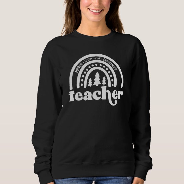 Sudadera Peace Love Joy Christmas Teacher Cute Christmas Ra (Anverso)