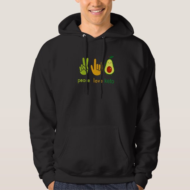 Sudadera Peace Love Keto Funny Painter Avocado Hand Sign De (Anverso)