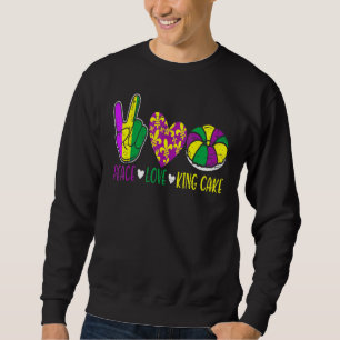 Sudadera Peace Love King Cake Funny Festival Mardi Gras Par