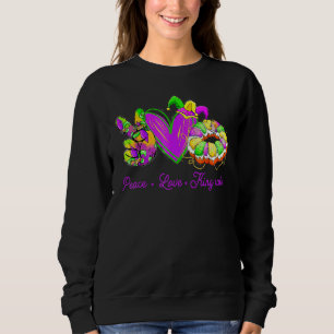 Sudadera Peace Love King Cake Funny Mardi Gras Fiesta Carni