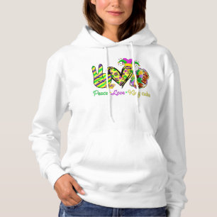 Sudadera Peace Love King Cake Mardi Gras Hombres Mujeres Ni