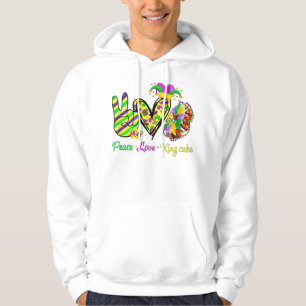 Sudadera Peace Love King Cake Mardi Gras Hombres Mujeres Ni