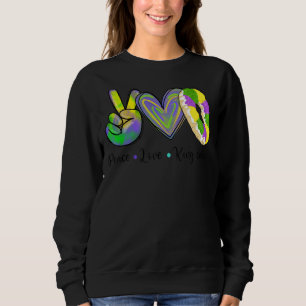 Sudadera Peace Love King Cake Mardi Gras Mask Festival Cele