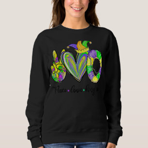 Sudadera Peace Love King Cake Mardi Gras T Hombres Mujeres