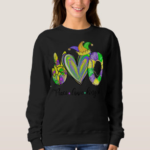 Sudadera Peace Love King Cake Mardi Gras Tshirt Men K
