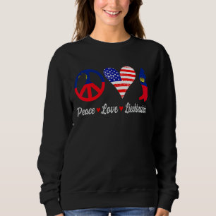 Sudadera Peace Love Liechtenstein Flag Map American Patriot