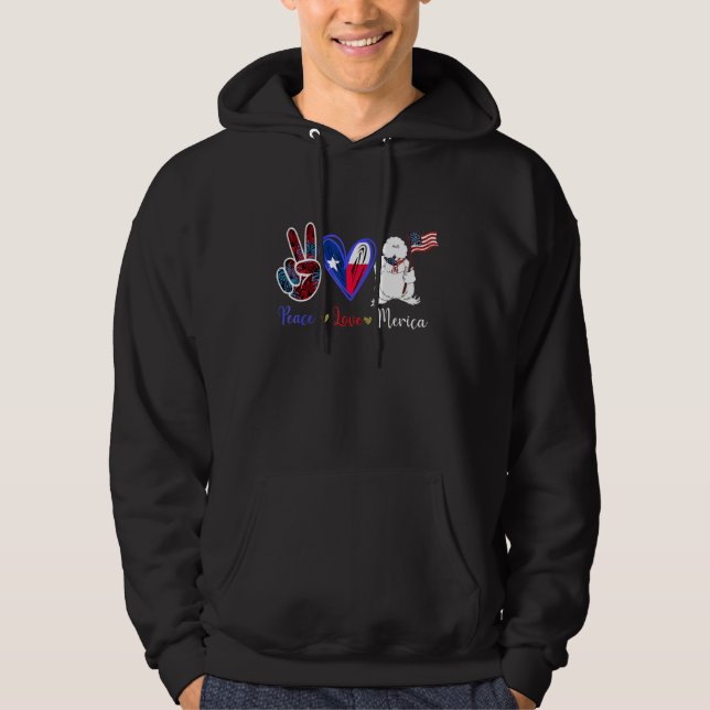 Sudadera Peace Love Merica USA Bandera estadounidense Silki (Anverso)