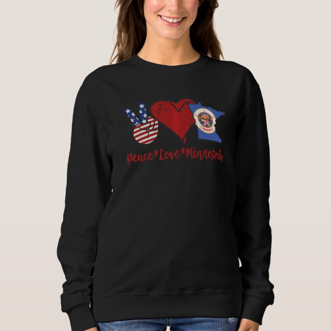 Sudadera Peace Love Minnesota (Anverso)