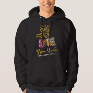 Sudadera Peace Love New York Leopard Finger Peace Hand Rótu