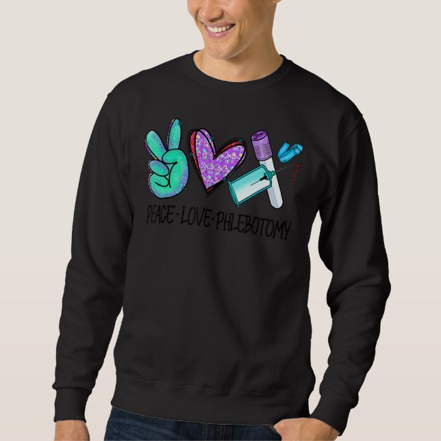 Sudadera Peace Love Phlebotomy Vein Phlebotomist Leopard Me (Anverso)