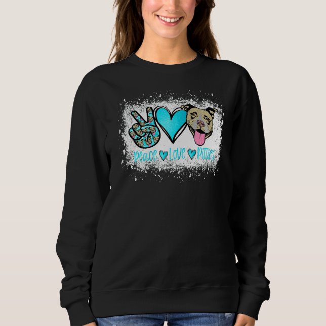 Sudadera Peace Love Pitties Pitbull Mascota Dueño De Fur Ma (Anverso)