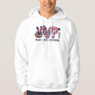 Sudadera Peace Love Preschool Teacher Team Preschool Tie Dy