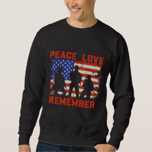 Sudadera Peace Love recuerda a USA Flag Soldier VeterDay