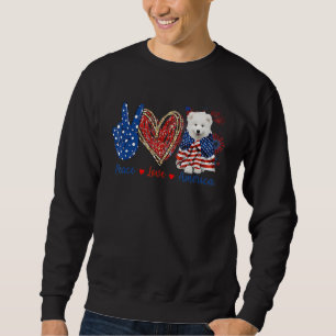 Sudadera Peace Love Samoyed Dog Patriotic America Flag 4to