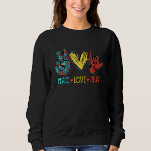 Sudadera Peace Love Shaka Aloha Surfing Surfboard Hawái