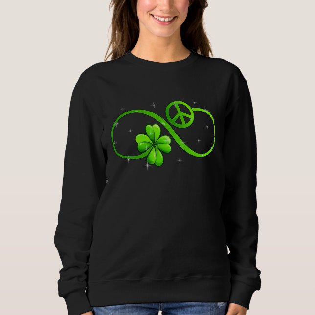 Sudadera Peace Love Shamrock Irish Happy St Patrick Day (Anverso)