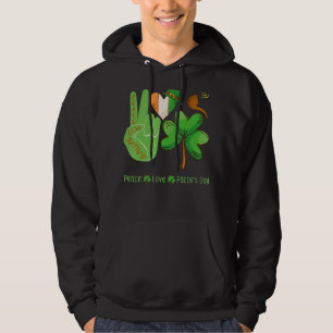 Sudadera Peace Love Shamrock Saint Patty's St Patrick's Da