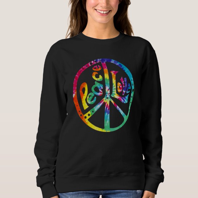 Sudadera PEACE LOVE Sign 60s 70s Tie Dye Hippie Costume Ret (Anverso)