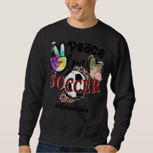 Sudadera Peace Love Soccer Granny Life Mom Grandma Leopard