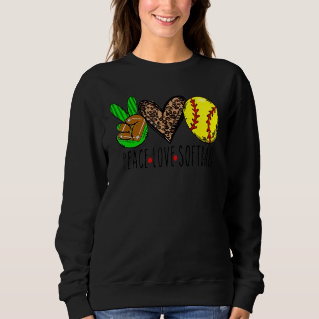 Sudadera Peace Love Softball Leopard Softball (Anverso)