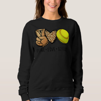 Sudadera Peace Love Softball Moms Leopard Print Da de la ma