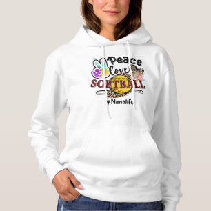 Sudadera Peace Love Softball Nana Life Mom Grandma Leopard