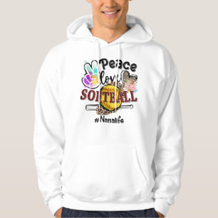 Sudadera Peace Love Softball Nana Life Mom Grandma Leopard