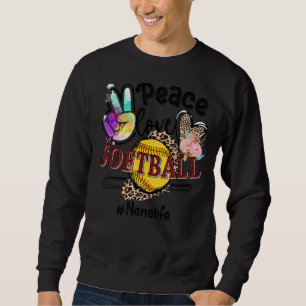 Sudadera Peace Love Softball Nene Life Mom Grandma Leopard