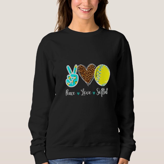 Sudadera Peace Love Softball Para Los Chicas Adolescentes C (Anverso)