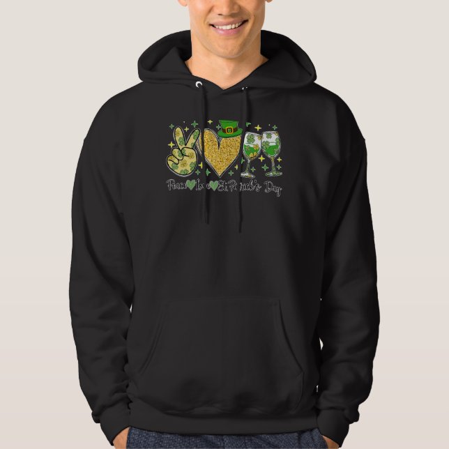 Sudadera Peace Love St Patrick's Day Cheer Drinking Purpuri (Anverso)