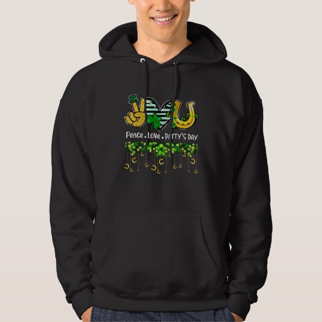 Sudadera Peace Love St Patricks day Shamrock Heart for wome (Anverso)