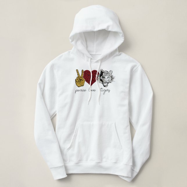 Sudadera Peace Love Tiger Animal Face Tiger Lover (Diseño del anverso)
