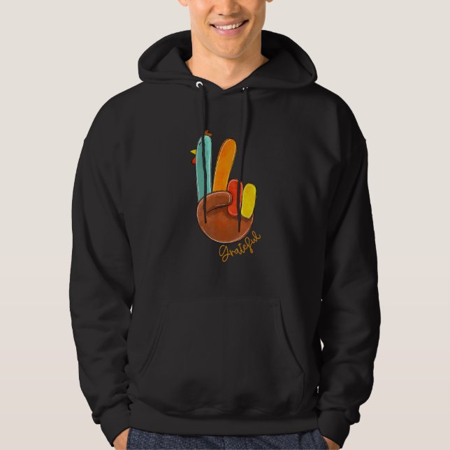 Sudadera Peace Love Turkey Grateful Turkey Hand Sign Thanks (Anverso)