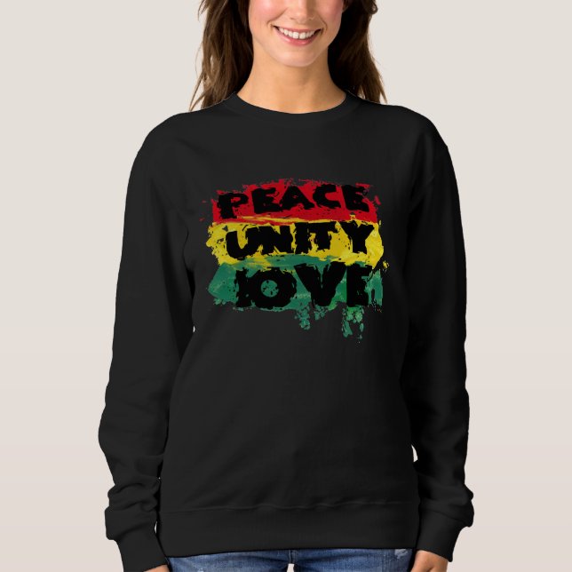 Sudadera Peace Love Unity Rastafari Clothing Jamaica Souven (Anverso)