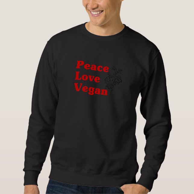 Sudadera Peace Love Vegan Retro Style Cita Con Illu Rosa (Anverso)