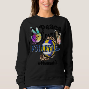 Sudadera Peace Love Volleyball Nannie Life Mom Grandma Leop